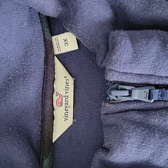 Vineyard Vines Plaid Shep Shirt Blue Green 1/4 Zip Pullover Sweatshirt sz3X BinF - Picture 4 of 7